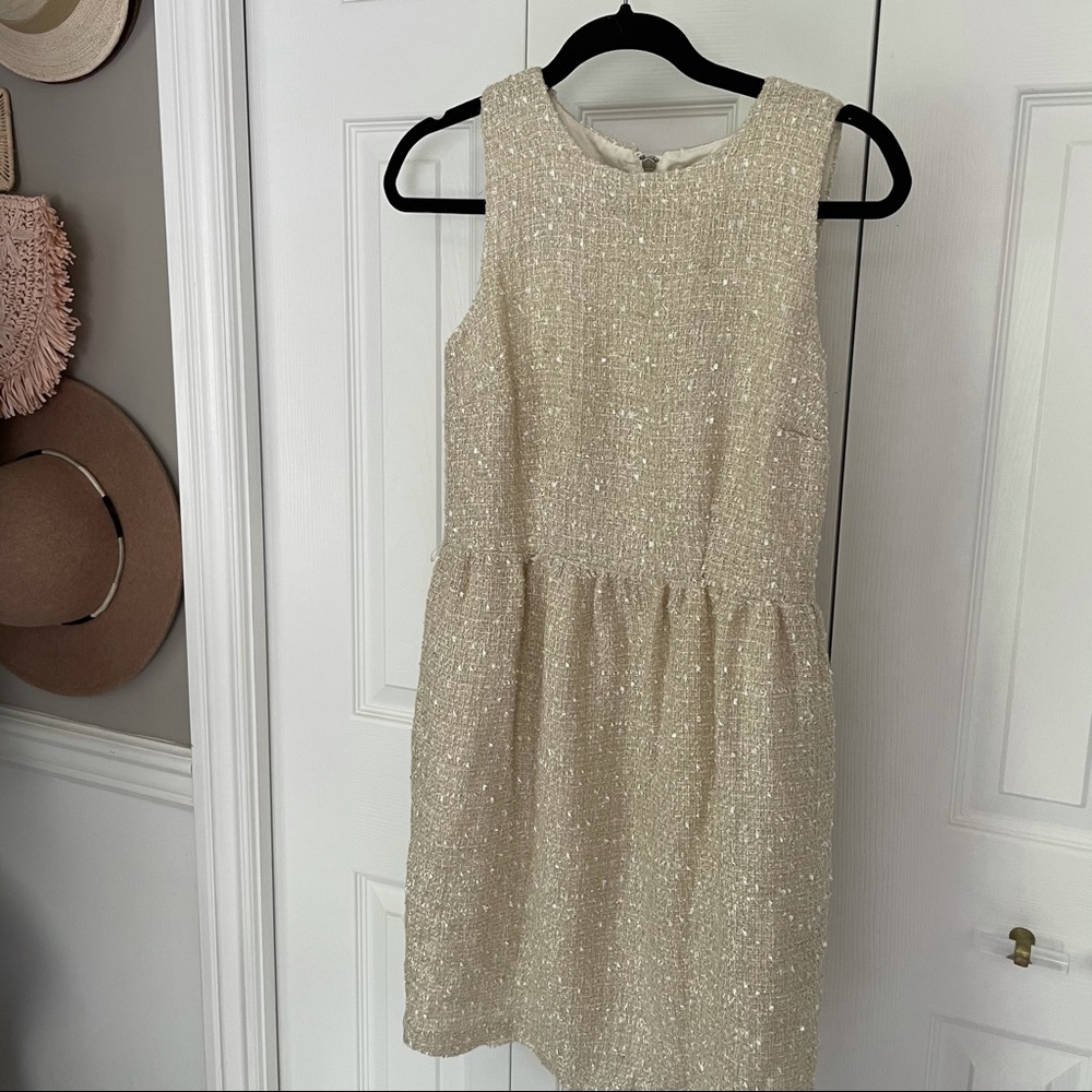 NEW Shimmering Michael Kors Tweed Cream Dress